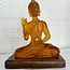 Buddha Blessing Statue with Amber Resin on Wooden Base -  LED Battery Light - 5.90″W X 3.90″D X 7.5″H
