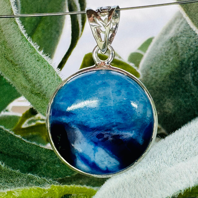 Afghanite (Afghan Lapis) Pendants - Round Circle Bezel Set - Sterling Silver