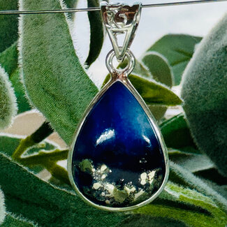 Afghanite (Afghan Lapis) Pendants - Teardrop Pear Bezel Set - Sterling Silver