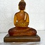 Buddha Sitting Statue Holding Tealight Candle with Amber Resin on Wooden Base -  LED Battery Light -5.90″W X 7.5″H