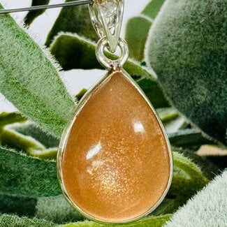 Peach Moonstone Pendants - Teardrop Pear Bezel Set - Sterling Silver