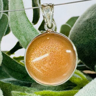 Peach Moonstone Pendants - Round Circle Bezel Set - Sterling Silver