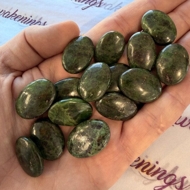 Tsavorite Green (Grossular) Garnet Palm Pillow Pocket Stones - Small
