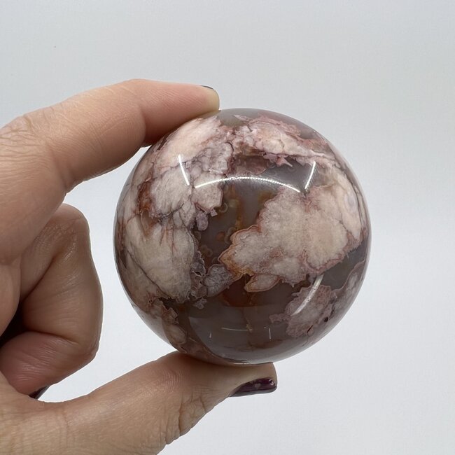 Flower (Cherry Blossom) Agate & Carnelian Orbs Spheres Globes - 45-50mm