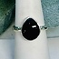 Whitby Jet (Lignite) Rings - Size 8 Teardrop Pear Bezel Set - Sterling Silver