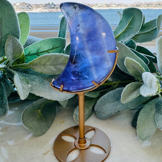 Amethyst Crescent Moon on Gold Pin Stand - 5-7"  Medium