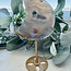 Amethyst & Agate Crescent Moon on Gold Pin Stand - 6-7"  Medium Druzy Druzies