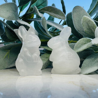Clear (Crystal) Quartz Bunny Rabbit - Large 2" Carving Figurine Easter