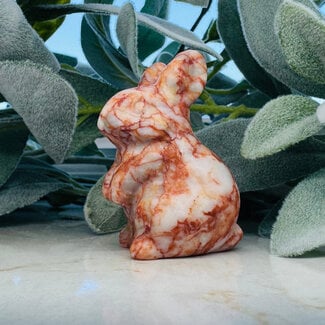 Red Network Jasper Bunny Rabbit - Large 2" Carving Figurine Easter
