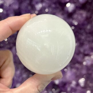 White Aragonite Sphere Orb-55mm
