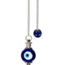 Blue Evil Eye Pendulums - Round Sephoroton Dowsing Divination Silver Chain - Gemstone Crystal
