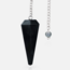 Black Tourmaline Pendulum-Dowsing Hexagonal Faceted Cone Point Divination-Silver Chain-Crystal Gemstone