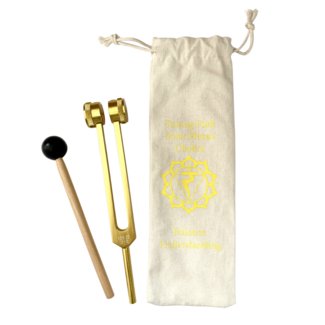 Solar Plexus Chakra Tuning Fork with Mallet Reiki 528 Hz Frequency Miracles Self Confidence Individual Pouch - Aluminum Frequency Hz