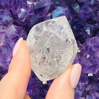 Pakimer Diamond Enhydro Elestial (Skeletal Window Jacare Alligator) Clear Crystal Quartz - Medium - Rough Raw Natural