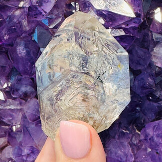 Pakimer Diamond Enhydro Elestial (Skeletal Window Jacare Alligator) Clear Crystal Quartz - Large - Rough Raw Natural