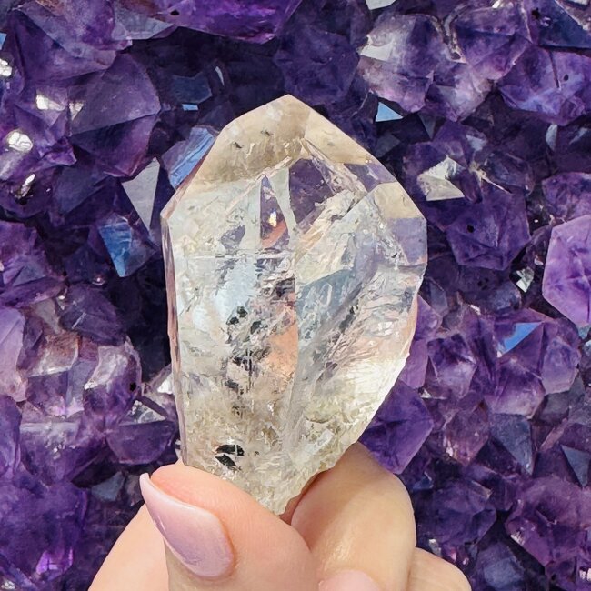 Pakimer Diamond Enhydro Elestial (Skeletal Window Jacare Alligator) Clear Crystal Quartz - Large - Rough Raw Natural