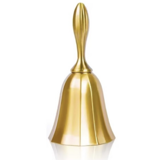 Gold Altar Bells Chimes - Faceted 4" - Hand Call Ritual Clearing Sacred - Smooth Look