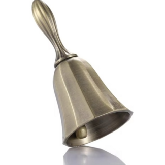 Bronze Altar Bells Chimes - Faceted 4" - Hand Call Ritual Clearing Sacred - Smooth Look