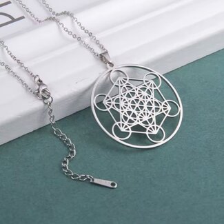 Archangel Metatrons Cube Necklace - 1.5" Pendant - 24" Long Stainless Steel