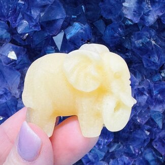 Orange Calcite Elephants - 2" Animal Carving Figurine