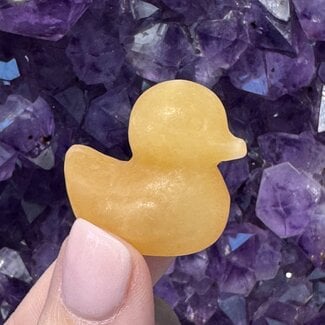 Orange Calcite Ducks - 1" Animal Figurine Carving