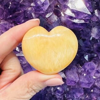 Yellow Calcite Puffy Hearts - Medium 1.5"