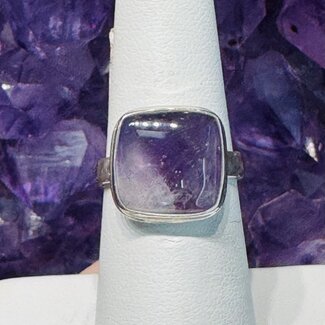 Chevron (Dream) Amethyst Ring - Size 7 Square - Sterling Silver