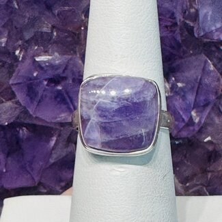 Chevron (Dream) Amethyst Ring - Size 7 Squared - Sterling Silver