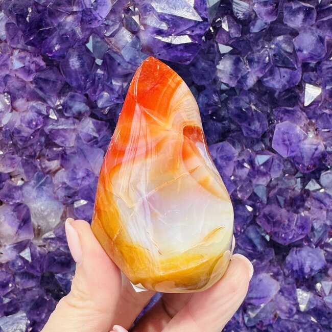 Carnelian Flames Polished Twist - Medium 3"