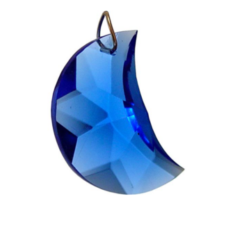 Crystal Prism Suncatcher Sun Catcher - Faceted Blue Half Moon Mirror Window 35mm