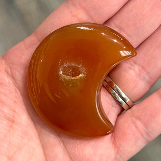 Carnelian Crescent Druzy Moons - Large