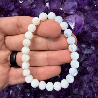 Pearly (White Mother of Pearl) Shell Bracelets - 8mm