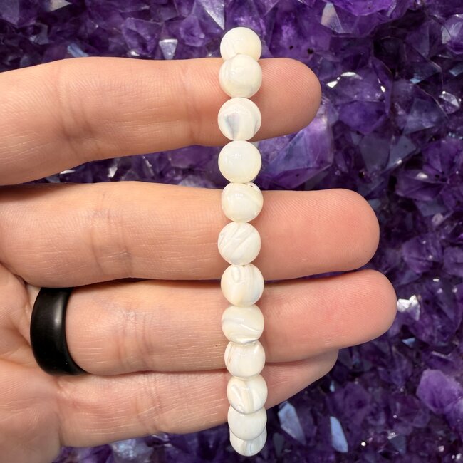Pearly (White Mother of Pearl) Shell Bracelets - 8mm