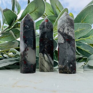 Bloodstone Blood Stone (Seftonite Heliotrope) Towers Points Generators - Medium (3-4")