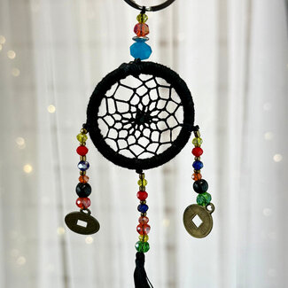 Dreamcatcher Dream Catcher Keychain - Black Lucky Coins