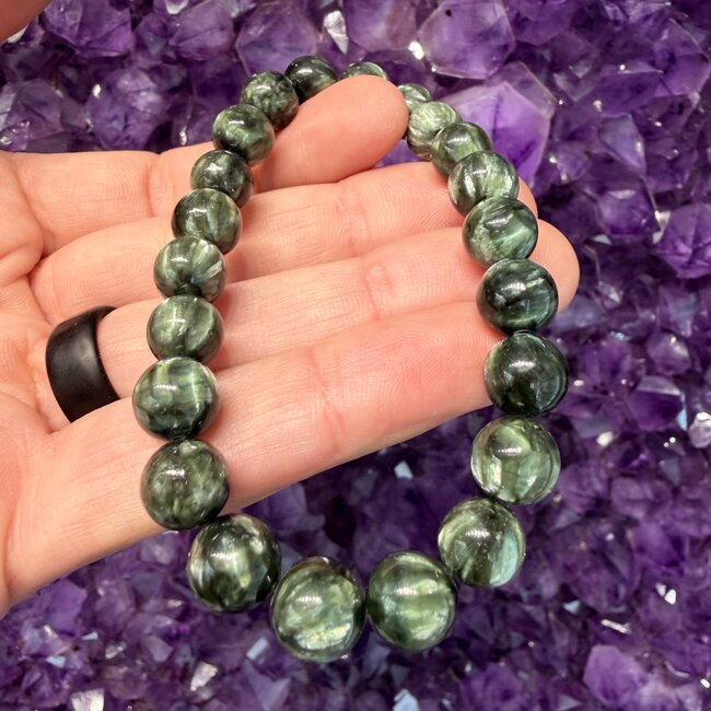 Russian Seraphinite (AAA Grade) (Serafina Green Chlorite) Bracelets - 8mm