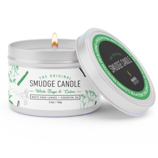 White Sage & Cedar Smudge Candle - 3.5oz Tin Essential Oil