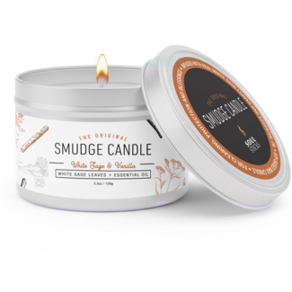 White Sage & Vanilla Smudge Candle - 3.5oz Tin Essential Oil