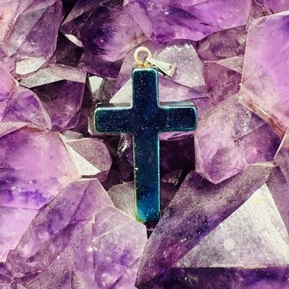 Rainbow Hematite Cross Pendants - 1"