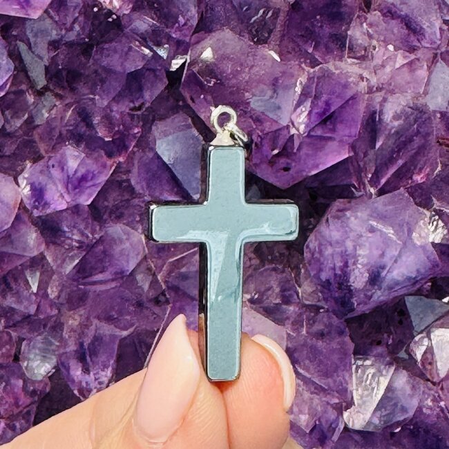 Hematite Cross Pendants - 1"