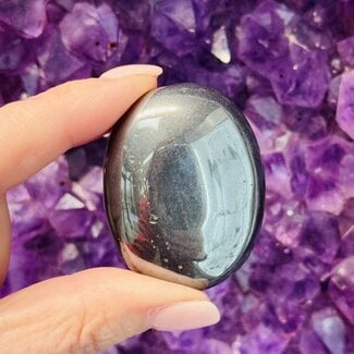 Hematite Palm Pillow Pocket Stone