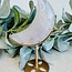 Blue Rose Quartz Crescent Moon on Gold Pin Stand - 6" Specimen