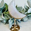 Blue Rose Quartz Crescent Moon on Gold Pin Stand - 6" Specimen