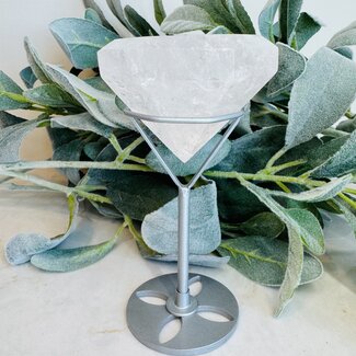 Clear (Crystal) Quartz Diamond on Silver Stand Pin - 5.5" Specimen