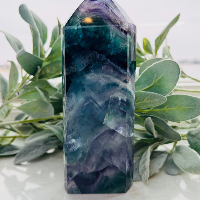 Rainbow Fluorite (AA Grade) Tower Point Generator - XL Extra Large 8" Rainbows