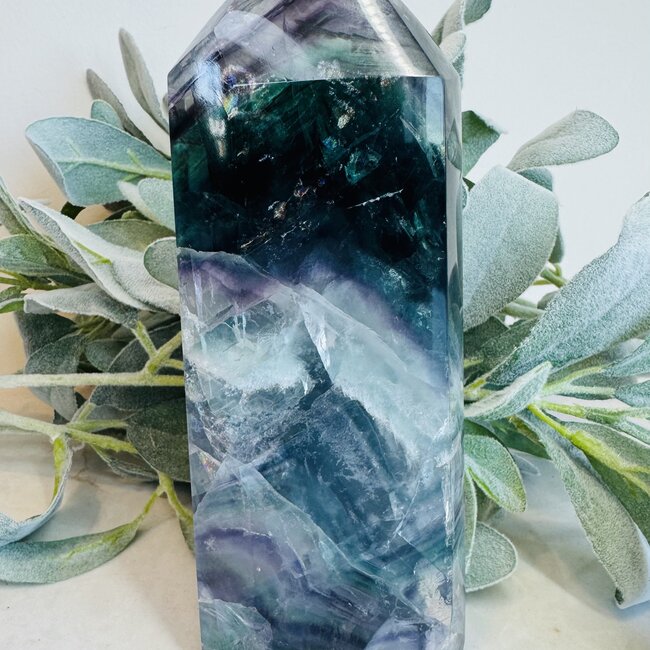 Rainbow Fluorite (AA Grade) Tower Point Generator - XL Extra Large 8" Rainbows