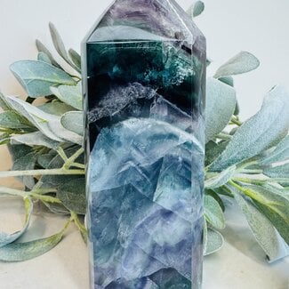 Rainbow Fluorite (AA Grade) Tower Point Generator - XL Extra Large 8" Rainbows