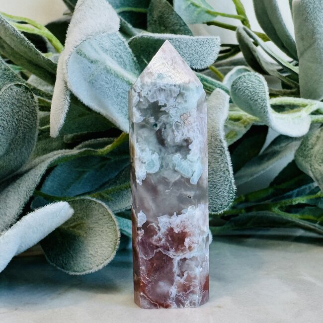 Green Flower (Cherry Blossom) Agate Tower Point Generator - Medium (2-4")