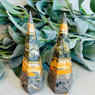 Bumblebee Bumble Bee Jasper Faceted Tower Point Generator - Large