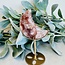 Flower (Cherry Blossom) Agate Crescent Moon on Gold Stand Pin - 6" Specimen